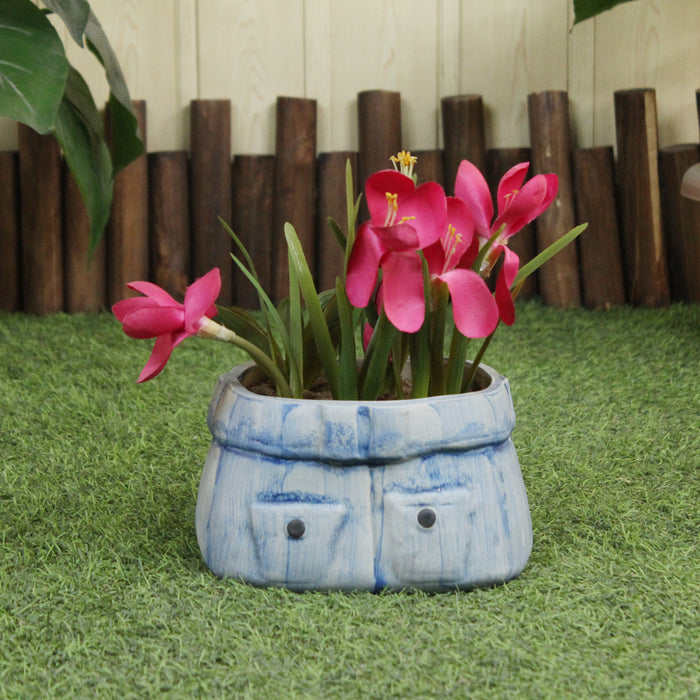Ceramic Jeans Planter for Home and Garden Decoration (Big) - Wonderland Garden Arts and Craft