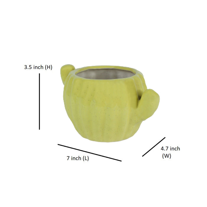 Cactus Shape Ceramic Planter for Home and Garden Decoration (Yellow)