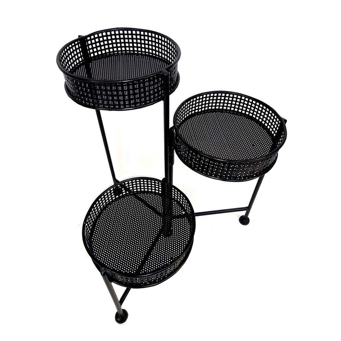 Folding Plant Stand for Home, Garden and Balcony Decoration (Black)