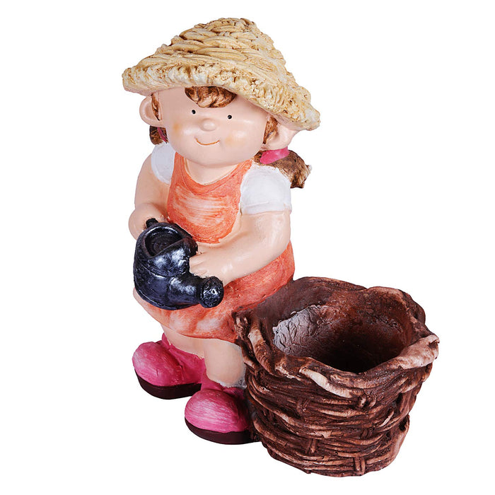 Farm Girl with Watercan Planter for Graden Decoration