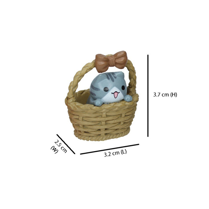 Miniature Toys - Set of 4 Big Kitty in basket  ( Fairy garden accessories)