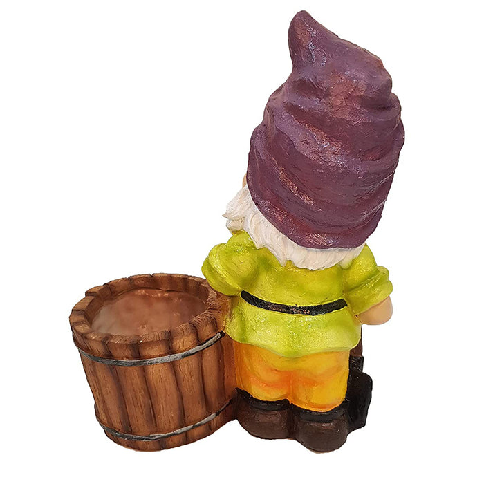 Gnome Planter with Bucket for Garden Deocration (Purple Cap)