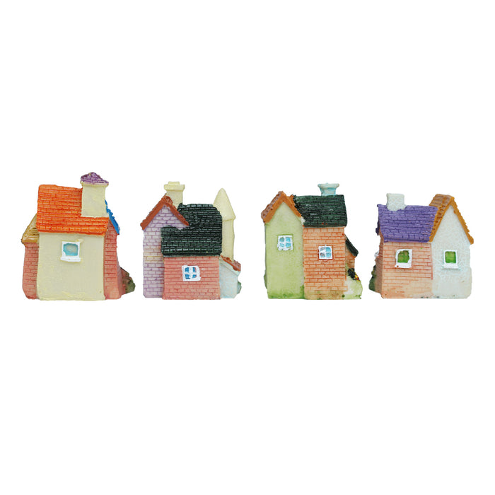 Miniature Toys - Wonderland Miniature Toys - Set of 4 Big Colourful Houses ( Fairy garden accessories)