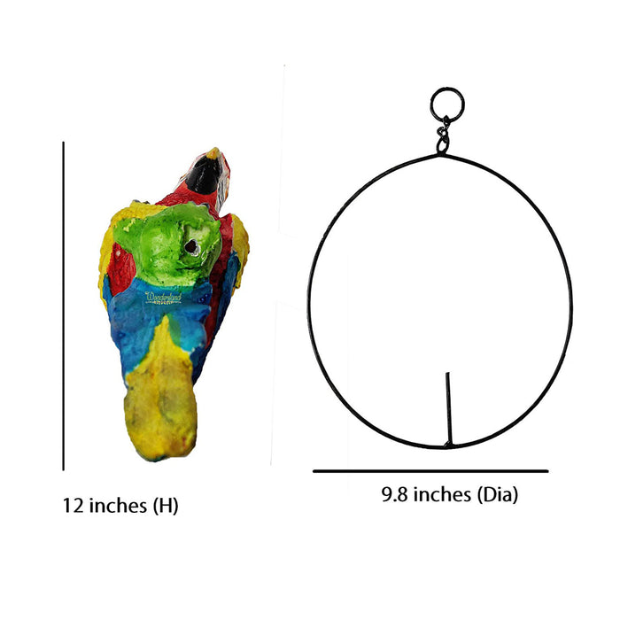 Big Parrot in Ring Statue for Home and Garden Decoration