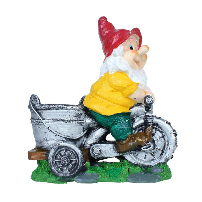Dwarf/Gnome Riding Bike Planter for Garden Decoration