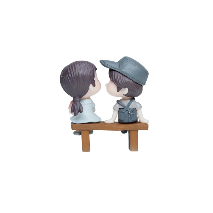 Miniature Toys : (Set of 2) Girl and Boy on bench for Fairy Garden Accessories