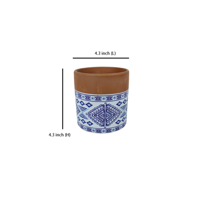(Set of 2) Imported Printed Ceramic Designer Terracotta Pot