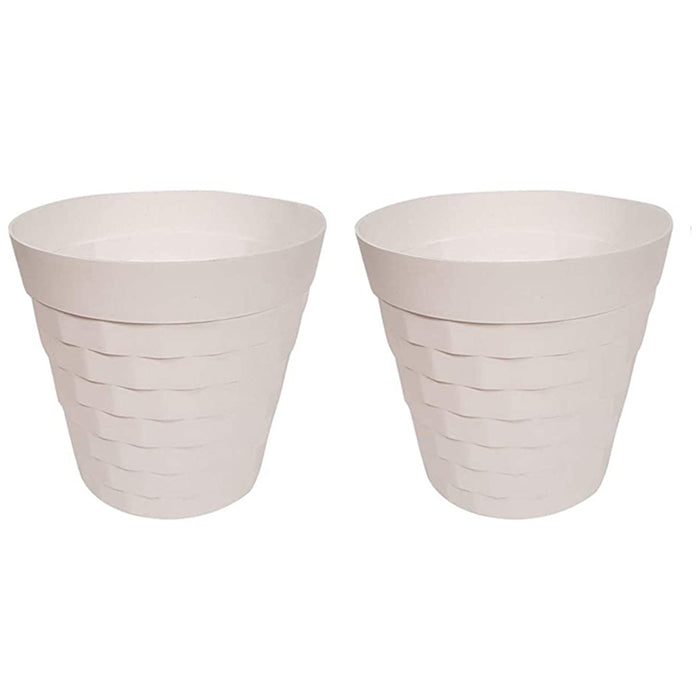 (Set of 2 ) 12 inches Brix Pots Outdoor Pots  (Set of 2) (White)