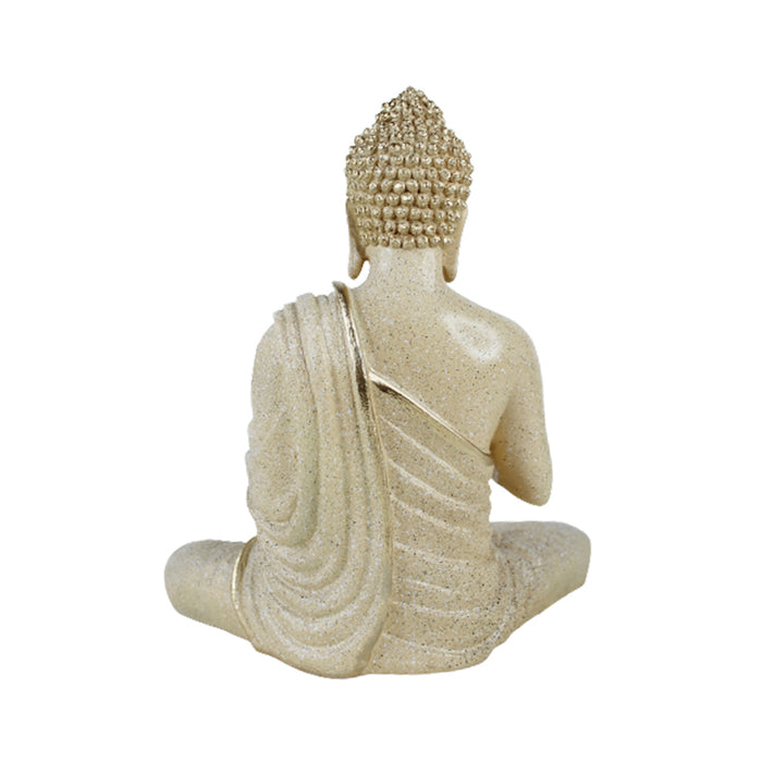 14 inches Buddha Statue for Home Decoration (Marble Beige)