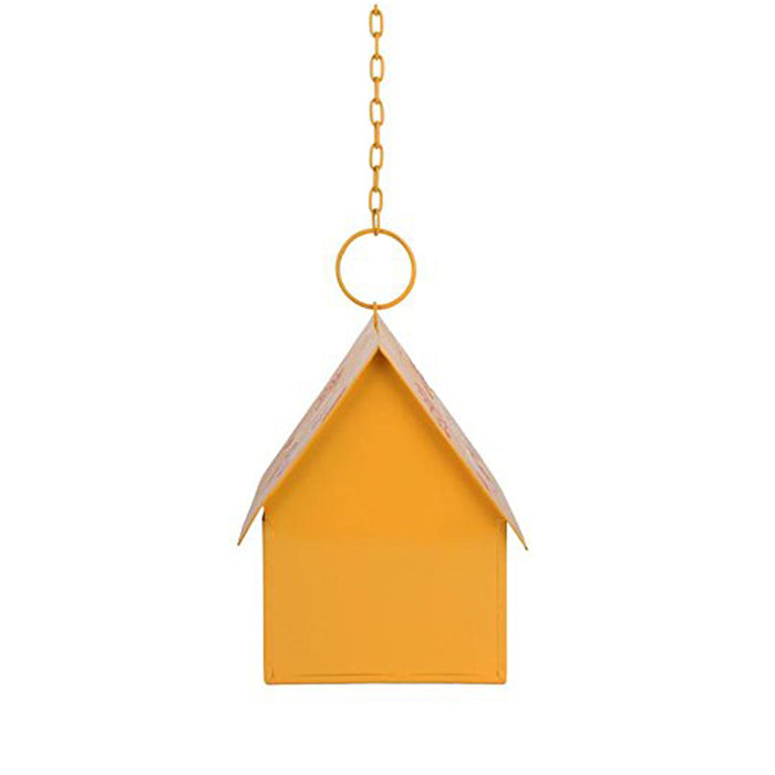 Hanging Bird House with Feeder for Garden Decoration (Yellow)