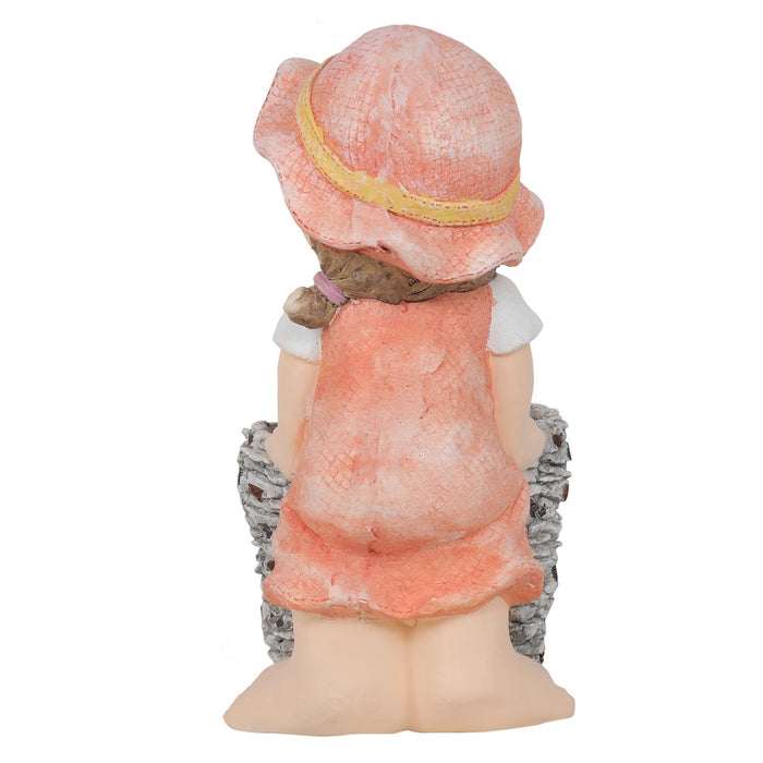 Girl Statue with Pot Planter for Garden and Balcony Decoration