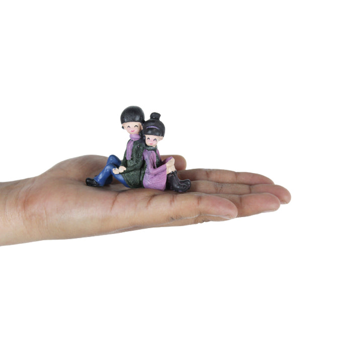 Miniature Toys : (Set of 2) Couple Sitting with Back for Fairy Garden Accessories