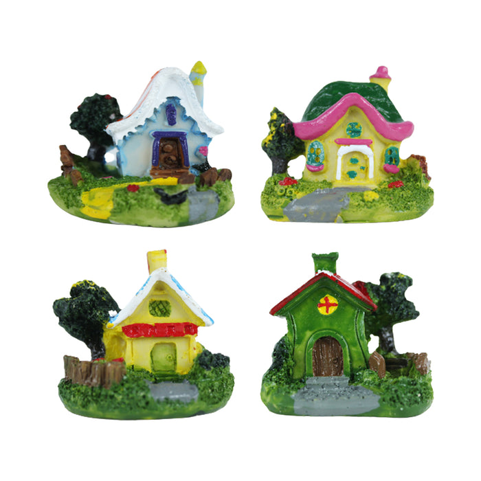 Miniature Toys :  (4  Pc/Set ) Colourful Houses for Fairy Garden Accessories