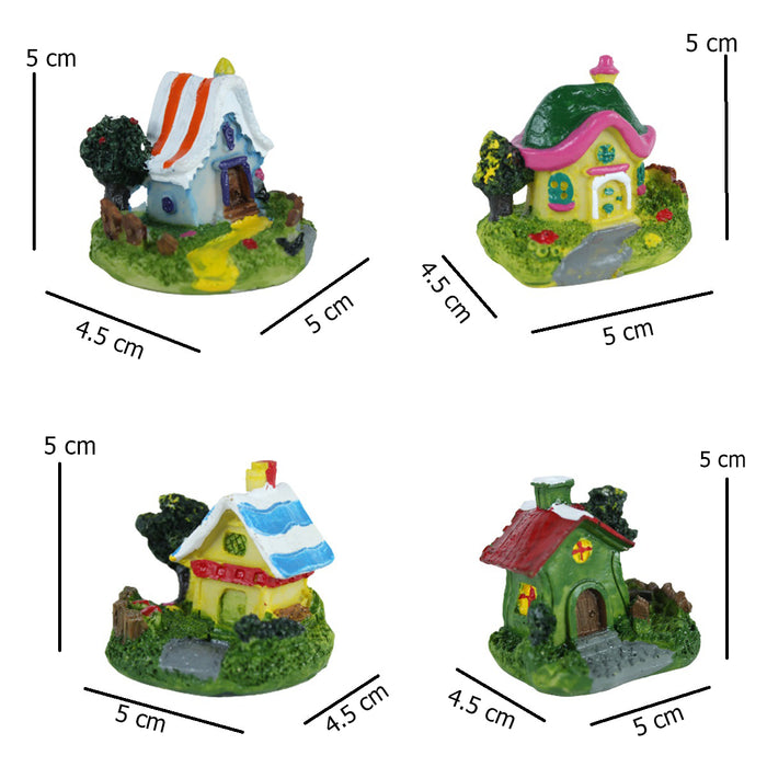 Miniature Toys :  (4  Pc/Set ) Colourful Houses for Fairy Garden Accessories