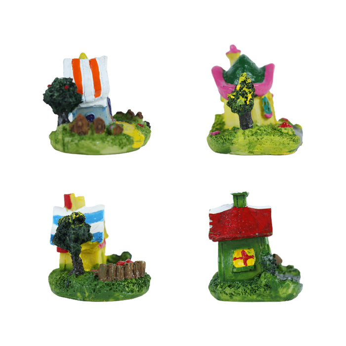 Miniature Toys :  (4  Pc/Set ) Colourful Houses for Fairy Garden Accessories