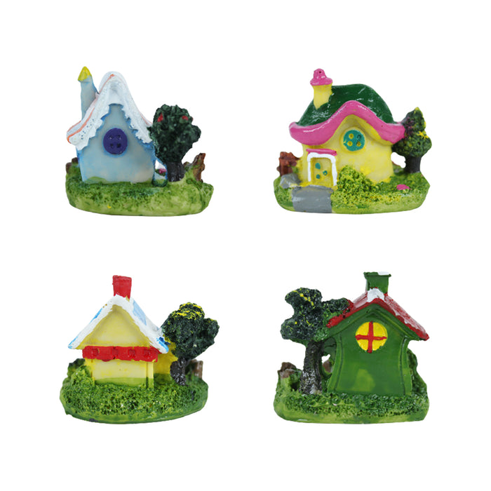 Miniature Toys :  (4  Pc/Set ) Colourful Houses for Fairy Garden Accessories