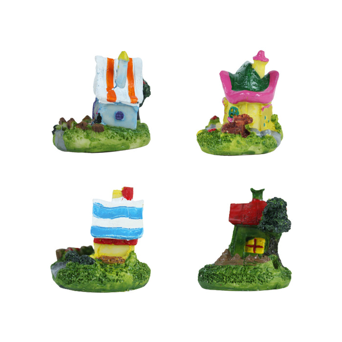 Miniature Toys :  (4  Pc/Set ) Colourful Houses for Fairy Garden Accessories