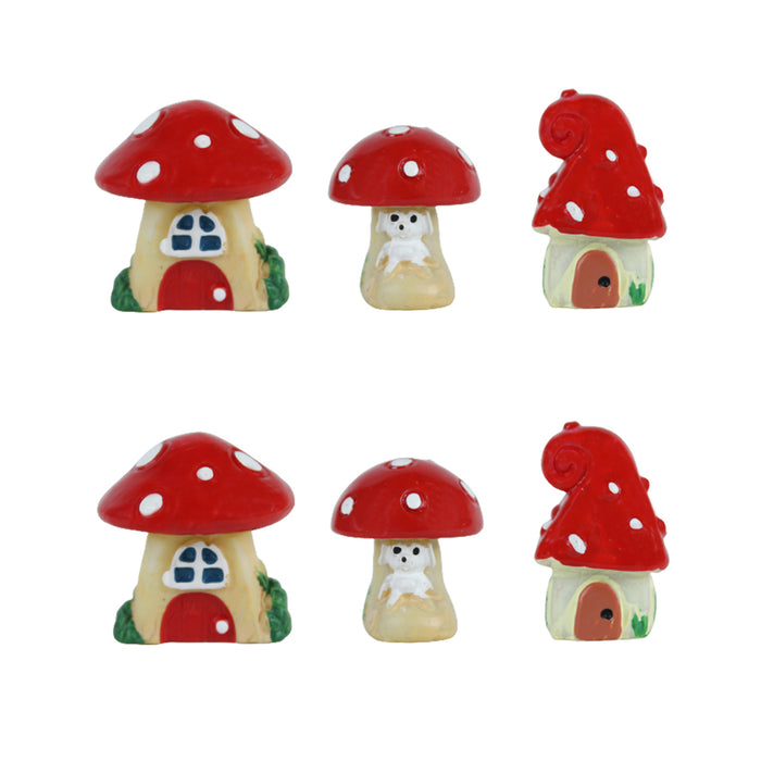 Miniature Toys : (Set of 6) Small Mushroom Houses for Fairy Garden Accessories