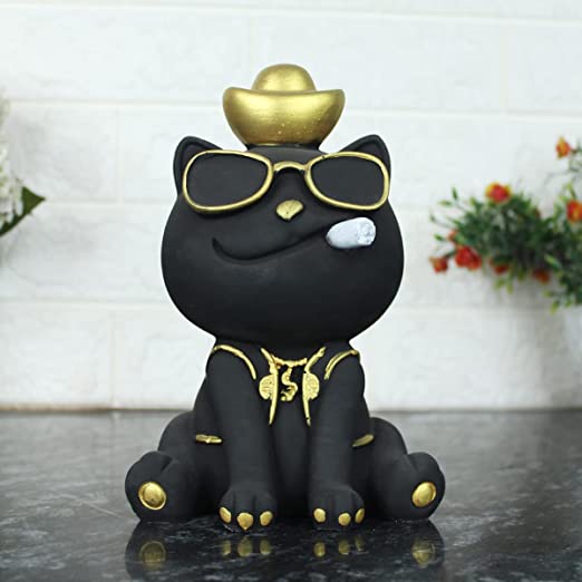 Sitting Black Dog Statue