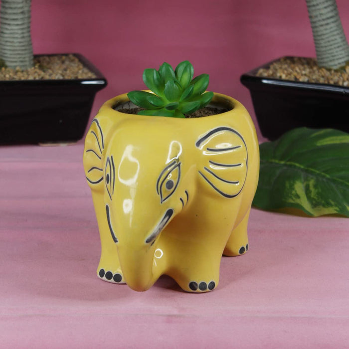 Ceramic New Elephant Pot for Home Decoration (Yellow)