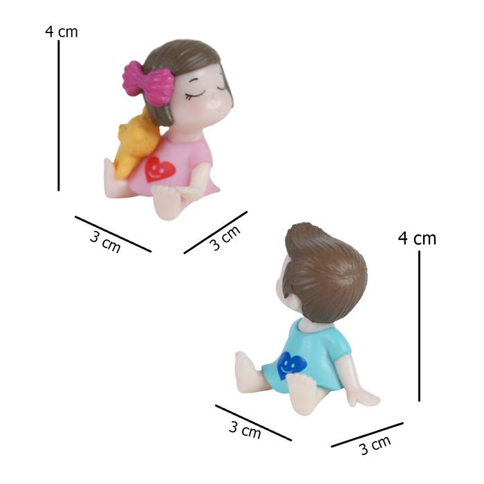 Miniature Toys : Sitting Kids-1 (Pink & Blue) for Fairy Garden Accessories