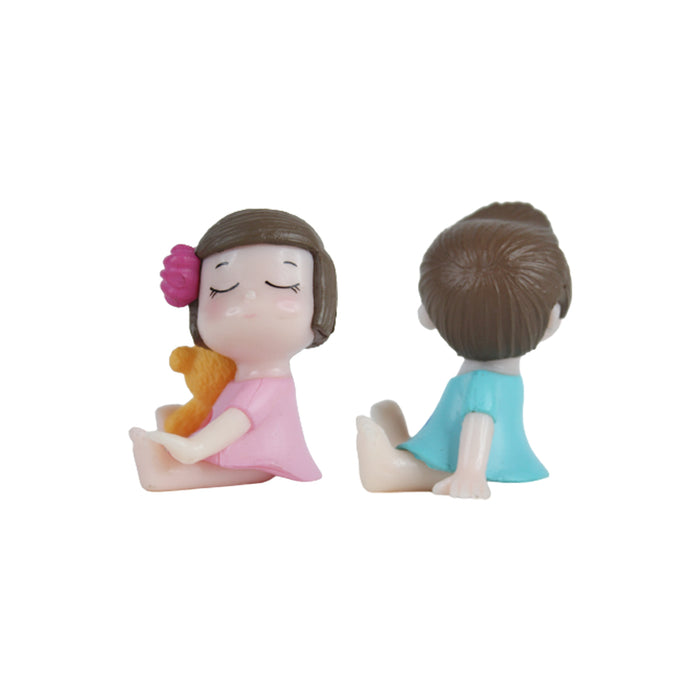 Miniature Toys : Sitting Kids-1 (Pink & Blue) for Fairy Garden Accessories