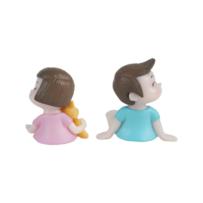 Miniature Toys : Sitting Kids-1 (Pink & Blue) for Fairy Garden Accessories