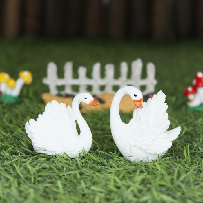 Miniature Toys : (Set of 2) Swans for Fairy Garden Accessories