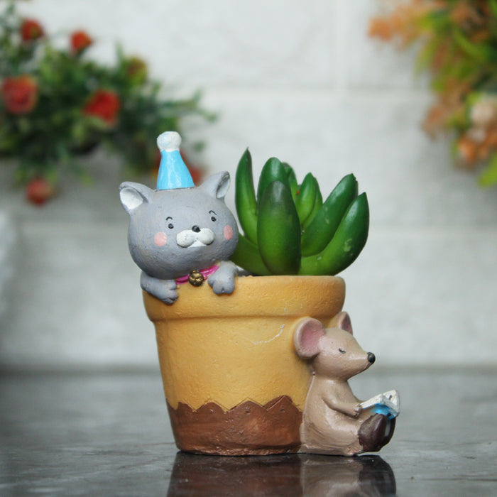Cat & Mouse Succulent Pot for Home and Balcony Decoration