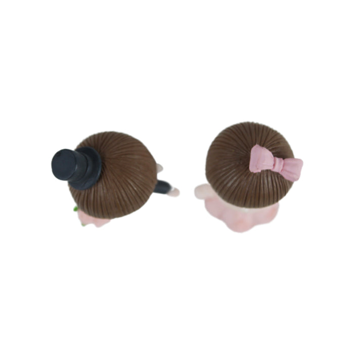 (set of 2) Wedding Bride & Groom (Pink & Black)  Miniature toys