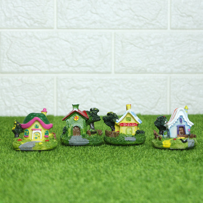 Miniature Toys :  (4  Pc/Set ) Colourful Houses for Fairy Garden Accessories