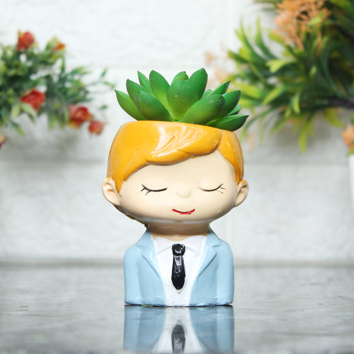 Boy Succulent Pot for Home and Balcony Decoration - Wonderland Garden Arts and Craft