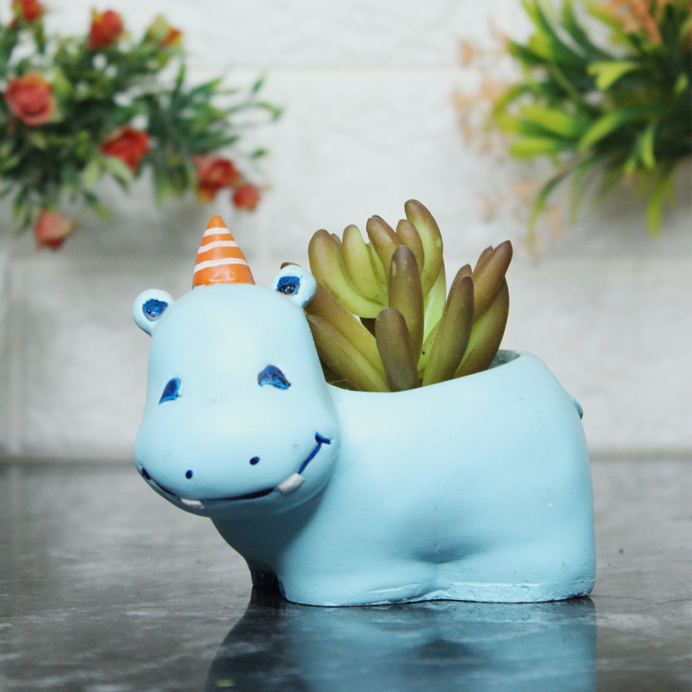Blue Hippo Succulent Pot for Home and Balcony Decoration