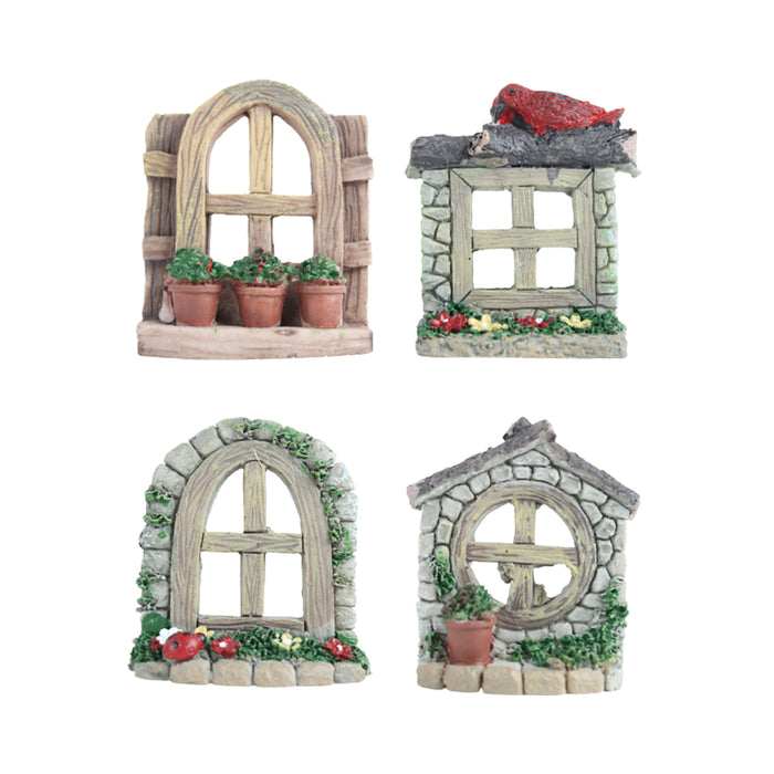 Miniature Toys : (Set of 4) Windows for Fairy Garden Accessories