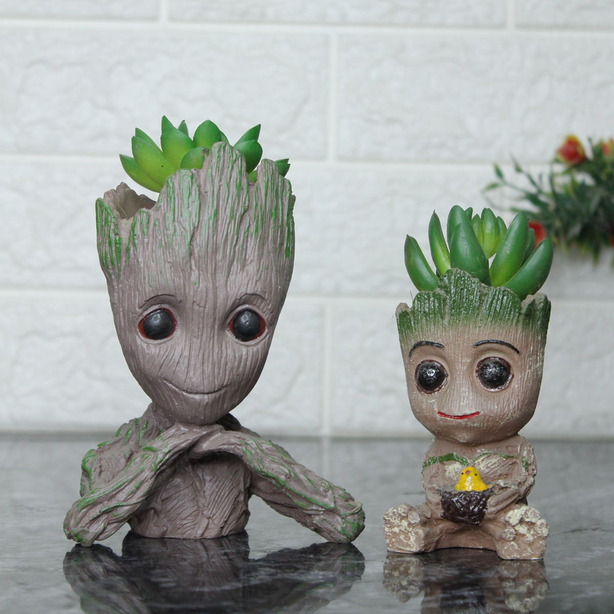 groot succulent planter Buy (2 pc) Resin Succulent Combo pot (Groot & Baby Groot) Online
