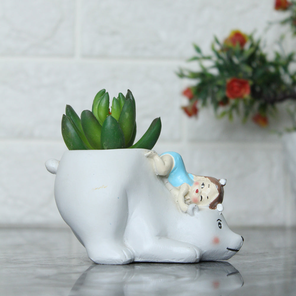 White Bear Succulent Pot for Home and Balcony Decoration