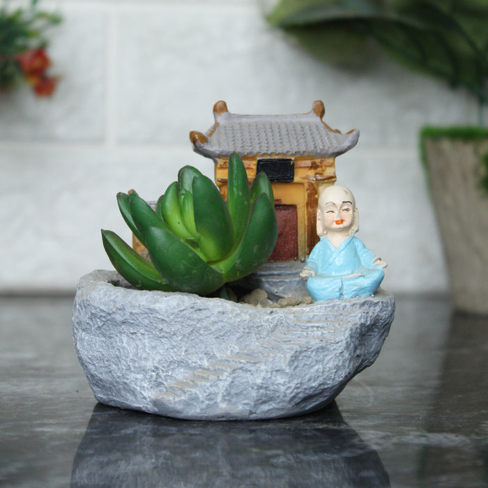 resin succulent pot Buy Resin Monk with House Succulent Pot for Small Plants Online — Wonderland Garden Arts and Craft