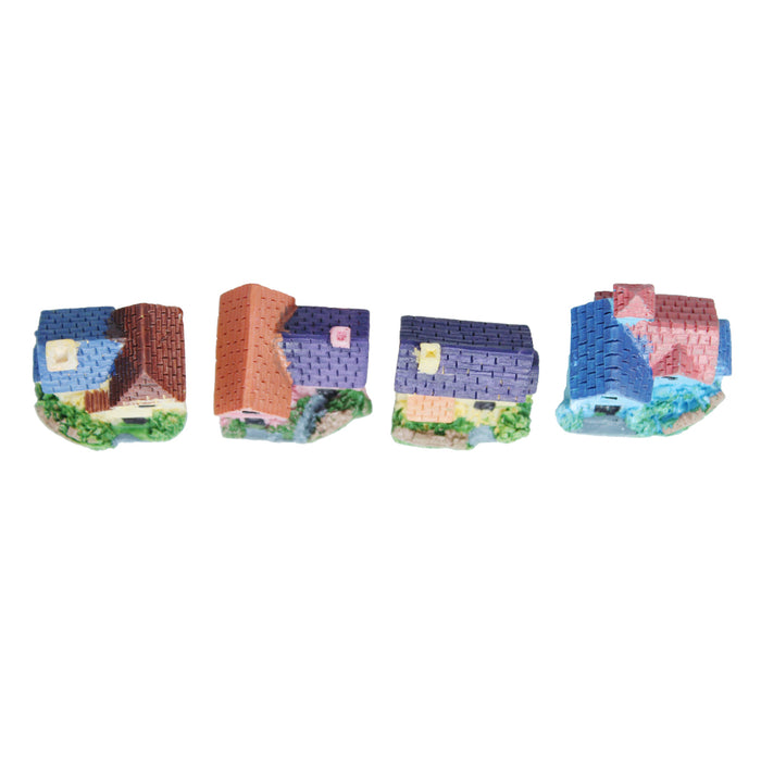 Miniature Toys - Wonderland Miniature Toys - Set of 4 Small Colourful Houses ( Fairy garden accessories)