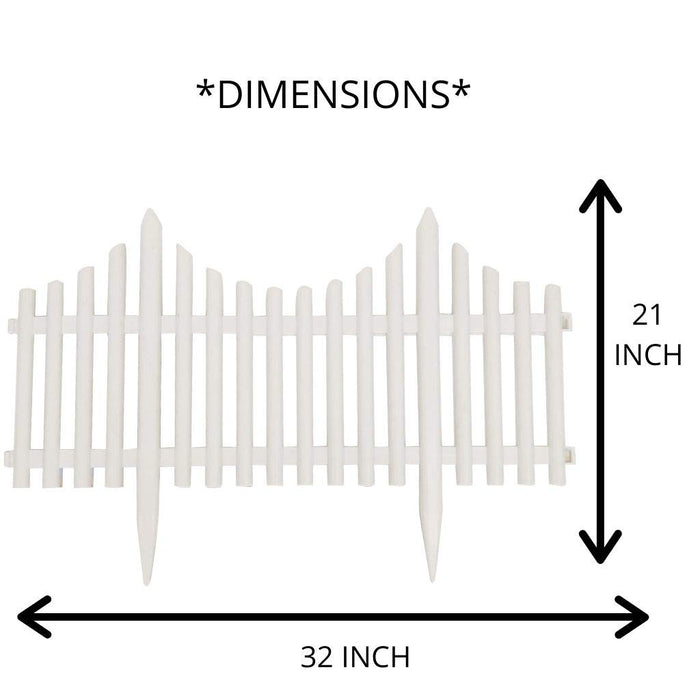 Pack of 4pc PP Picket Fence with Spikes for Outdoors and Flower beds