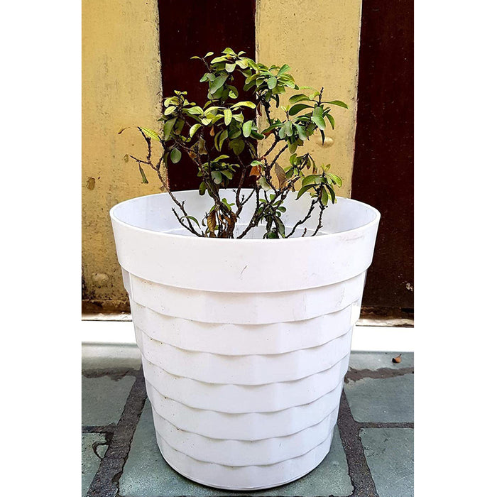 (Set of 4 ) 12 inches Brix Pots Outdoor Pots  (Set of 4) (White)
