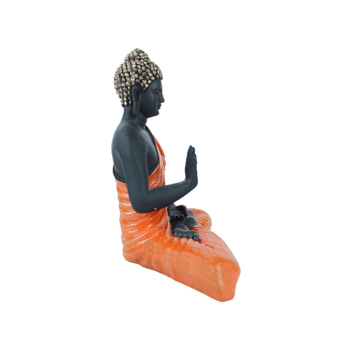 14 inches Buddha Statue for Home Decoration (Orange & Black)