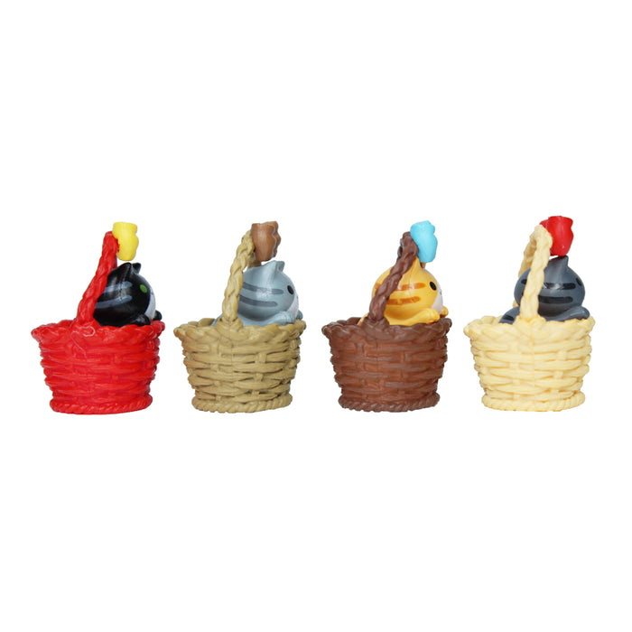 Miniature Toys - Set of 4 Big Kitty in basket  ( Fairy garden accessories)