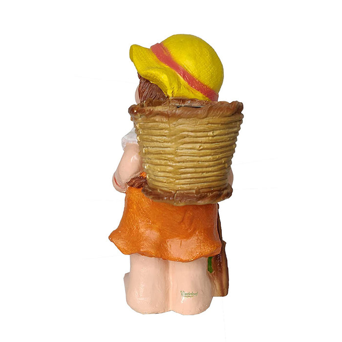 Girl with Pot on Back Planter for Balcony and Garden Decoration