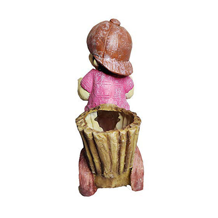 Boy on Cycle for Balcony and Garden Decoration (Pink)