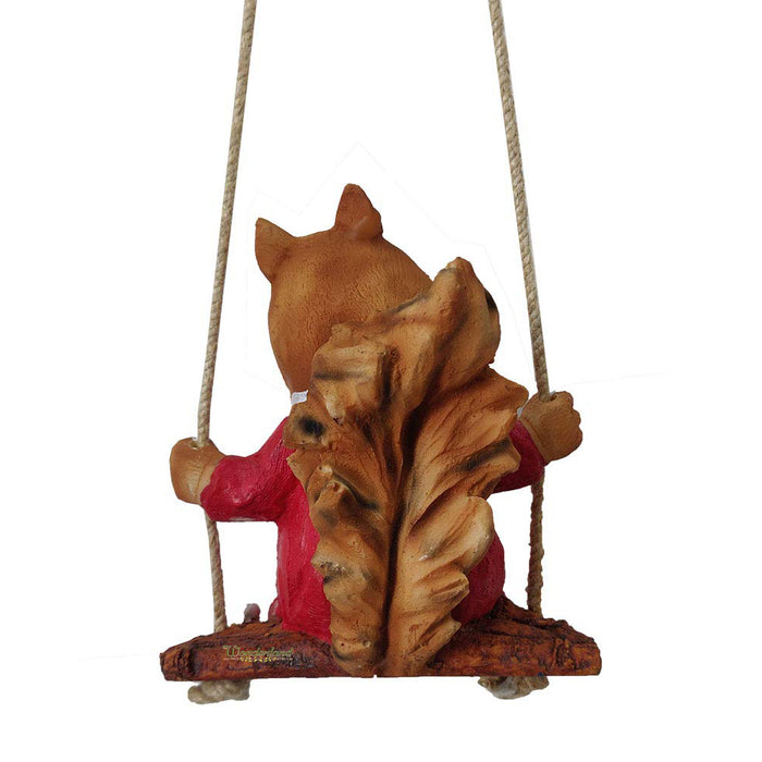 Swinging Girl Squirrel Statue to Hand for Garden Decoration
