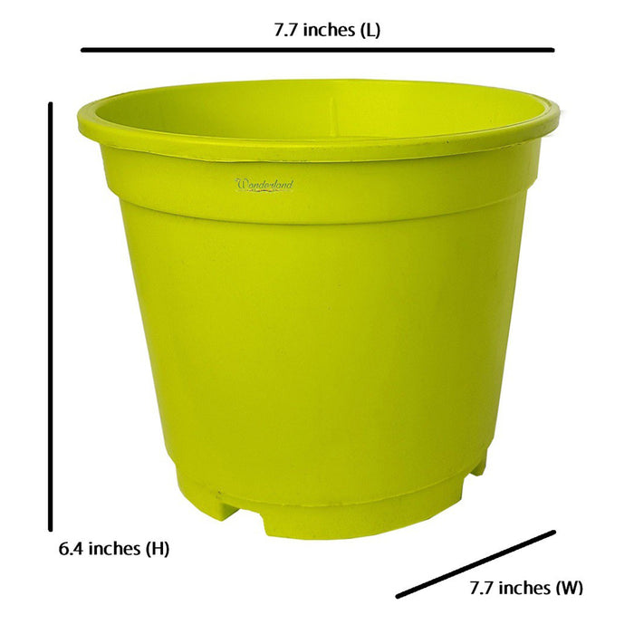 8 inch Set of 4  plastic pots for Outdoor ( Plastic Pots for Home Plants) (Green)