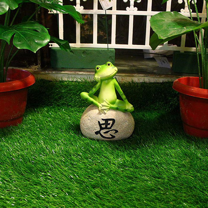Frog Sitting on Stone for Home and Garden Decoration