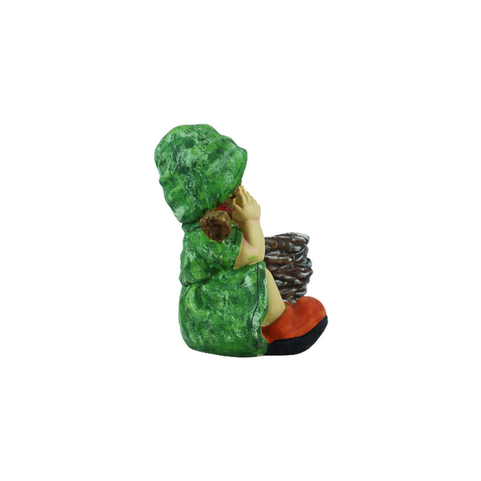 Girl with Pot for Garden and Balcony Decoration (Dark Green)
