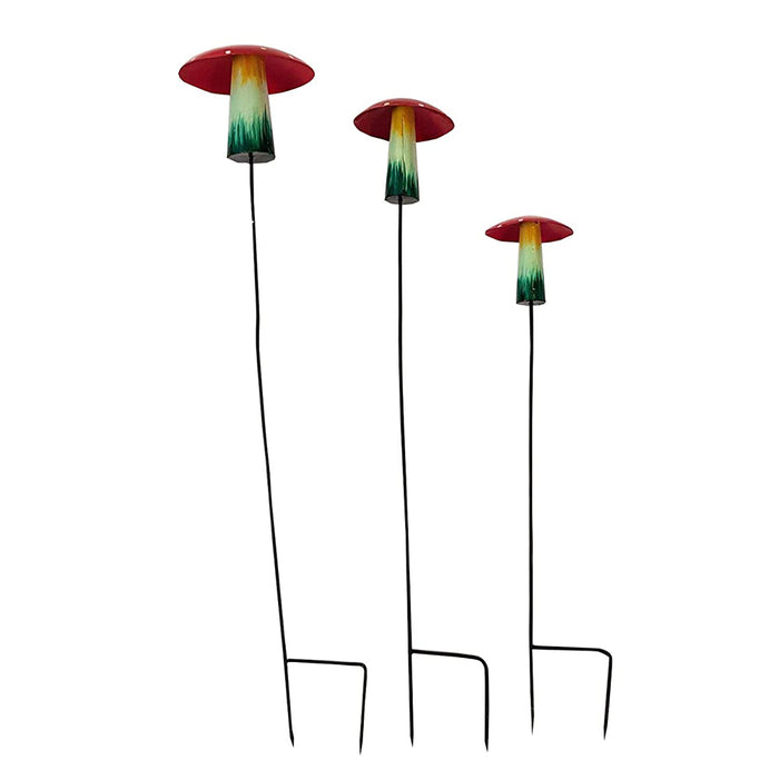 (Set of 3) Full Mushroom Garden Stick/Stack for Garden Decoration