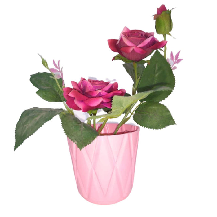 (Set of 4) 4 x 4" Solitaire Pot for Home Garden, Pink
